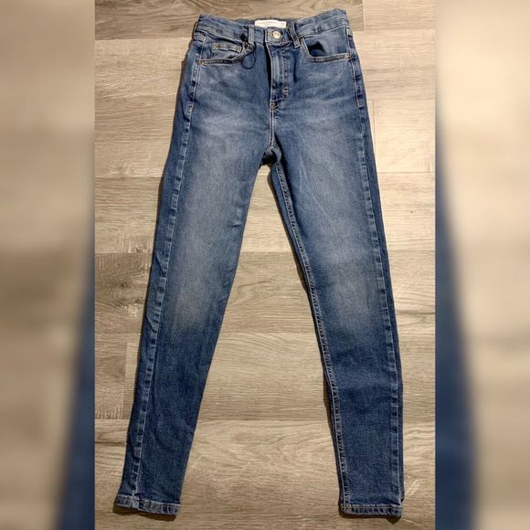 Topshop Jaime High Rise Blue Jeans - Picture 1 of 12